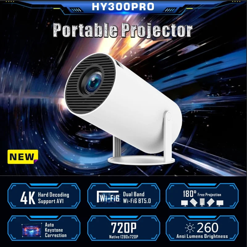 HY300 Pro 4K Projector, Android 11, WiFi6, 260ANSI, Home Cinema